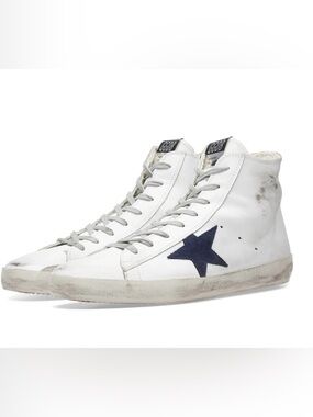 Golden Goose High-Top Francy Sneakers with Navy Star Size 11 $170 orig $495!